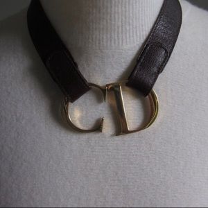 Christian Dior Vintage Choker CD Gold Brown